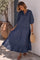 Embroidery Cotton Dress | Navy
