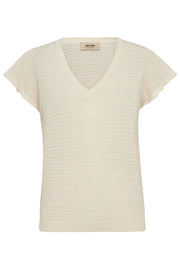 Ganna Pattern V-neck Knit  | Ecru | Strik fra Mos Mosh