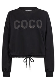 CropCC Tie Stone Sweat | Black | Sweatshirt fra Co' Couture