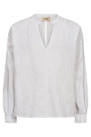 Zeina Linen Blouse  | White | Bluse fra Mos Mosh