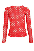 Annie Mesh Bluse | Rot Gepunktet | Bluse von Black Colour
