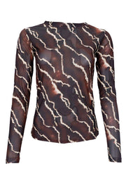 Annie Mesh Blouse | Mocca Marble | Bluse fra Black Colour