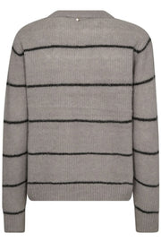 Thora Slim Stripe Crewneck Knit  | Mourning Dove | Strik fra Mos Mosh