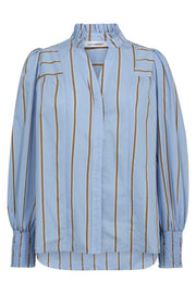 Amora Stripe V-Shirt 35917 | Pale Blue | Bluse fra Co'couture