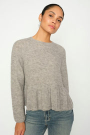 Thora O-Neck Frill Knit | Drizzle | Strik fra Mos Mosh
