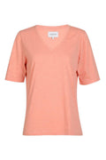 Ulla Ss Vneck Tshirt | Pale Peach | T-Shirt fra Liberté