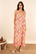 Strap Dress Print | Coral | Kjole fra Avery