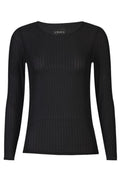 Isa Ls Lace Blouse | Black Wavy Lines | Mesh bluse fra Liberté
