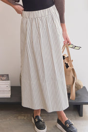 Yara Long Stripe Skirt | Creme | Nederdel fra Neo Noir