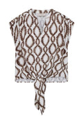 Lavisco Blouse 208226 | Brilliant White W. Coffee Bean | Bluse fra Freequent – nedsat