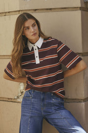 Augusta Stripe Polo Tee 33175 | Winered | T-Shirt fra Co'couture