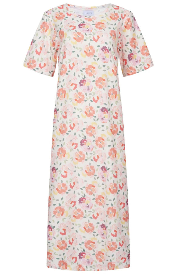 Alma Tshirt Dress | Creamy Peach Flower | Kjole fra Liberté