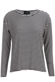 Natalia Ls Boxy Blouse | Navy Creme Small Stripe | Bluse fra Liberté