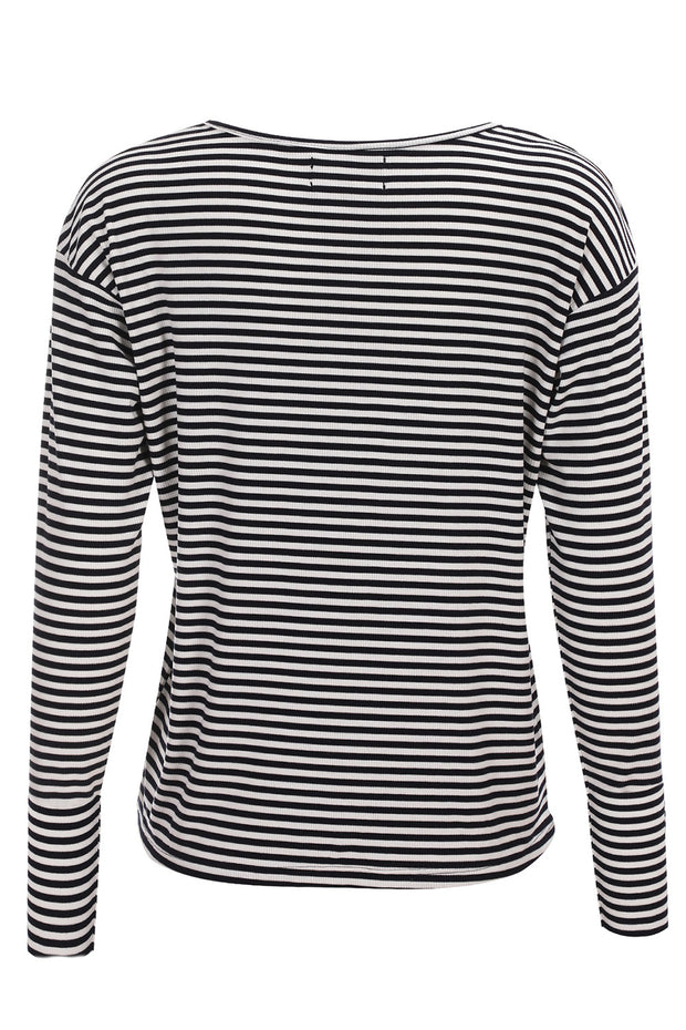 Natalia Ls Boxy Blouse | Navy Creme Small Stripe | Bluse fra Liberté