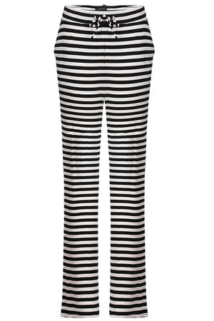 Natalia Straight Pants | Schwarz Creme Streifen | Hose von Liberté