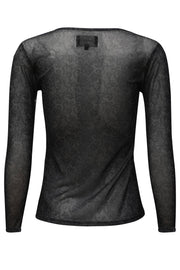 Mesh Ls Tshirt | Black Grey Lace | Bluse fra Liberté