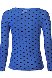 Mesh Ls Tshirt | Electric Blue Black Flock Heart | Bluse fra Liberté