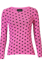 Mesh Ls Tshirt | Pink Black Flock Heart | Bluse fra Liberté