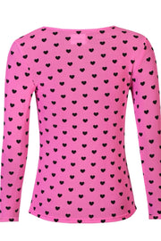 Mesh Ls Tshirt | Pink Black Flock Heart | Bluse fra Liberté