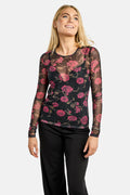 Mesh Ls Tshirt | Black Pink Rose | Bluse fra Liberté