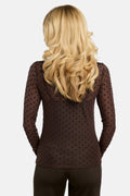 Mesh Ls Tshirt | Dark Brown Small Flock Dot | Mesh bluse fra Liberté