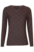 Mesh Ls Tshirt | Dark Brown Heart Check