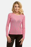 Mesh Ls Tshirt | Pink Red Flock Heart | Bluse fra Liberté