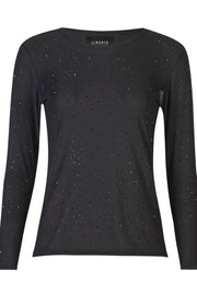Mesh Ls Sparkle Tshirt | Black Black Diamond Dot | Bluse fra Liberté