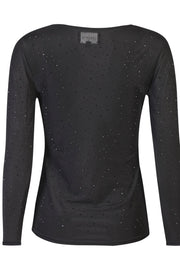 Mesh Ls Sparkle Tshirt | Black Black Diamond Dot | Bluse fra Liberté