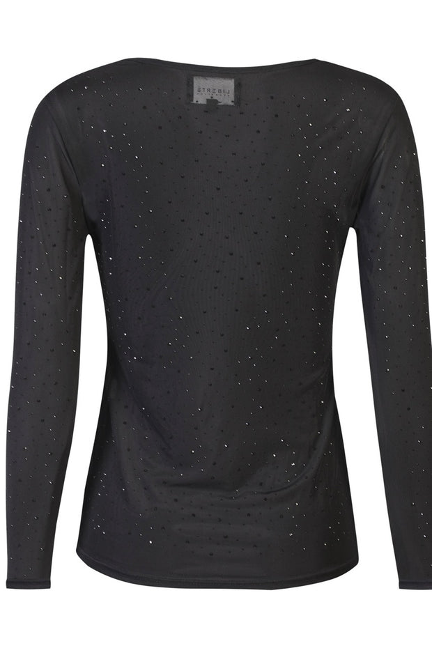 Mesh Ls Sparkle Tshirt | Black Black Diamond Dot | Bluse fra Liberté