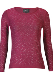 Mesh Ls Sparkle Tshirt | Bordeaux Diamond Dot | Bluse fra Liberté