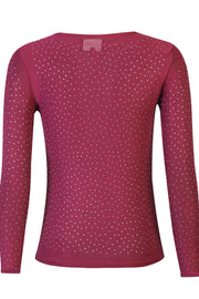 Mesh Ls Sparkle Tshirt | Bordeaux Diamond Dot | Bluse fra Liberté