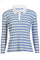Natalia Ls Polo Blouse | Blue White Rose Stripe | Bluse fra Liberté