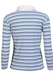 Natalia Ls Polo Blouse | Blue White Rose Stripe | Bluse fra Liberté