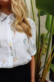 Flora Ss Blouse | Ivory Floral | Bluse fra Liberté