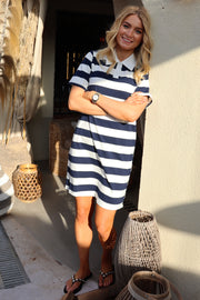Polo Ss Dress | Navy White Stripe | Kjole fra Liberté
