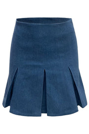 Asta Plisse Skirt | Blue Denim | Shorts fra Liberté