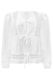 Merle Ls Tie Blouse | White | Bluse fra Liberté