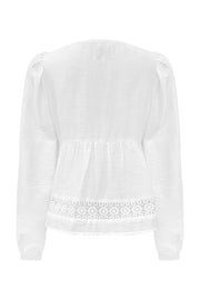 Merle Ls Tie Blouse | White | Bluse fra Liberté