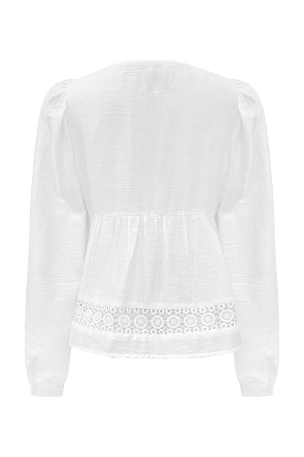 Merle Ls Tie Blouse | White | Bluse fra Liberté