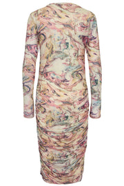 Mesh Ls Long Dress | Multi Marble | Kjole fra Liberté