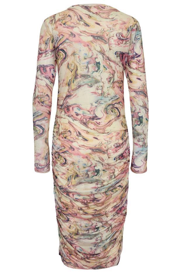 Mesh Ls Long Dress | Multi Marble | Kjole fra Liberté