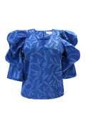 Winnie Vneck Blouse | Jacquard Blue | Bluse fra Liberté – nedsat
