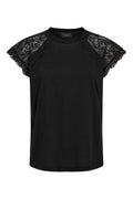 Milla Lace Tshirt | Black | T-Shirt fra Liberté