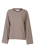 Nalia  Ls Boxy Tshirt | Brown Creme Stripe – nedsat
