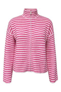 Sara Ls Zip Cardigan | Pink Rose Stripe – nedsat