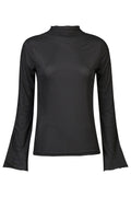 Mesh Ls Trompet Top | Black Small Dot