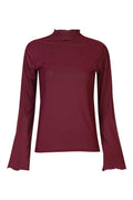 Mesh Ls Trompet Top | Bordeaux