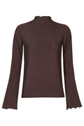 Mesh Ls Trompet Top | Dark Brown