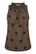 Lucina Dot Top | Brown Polka Dot